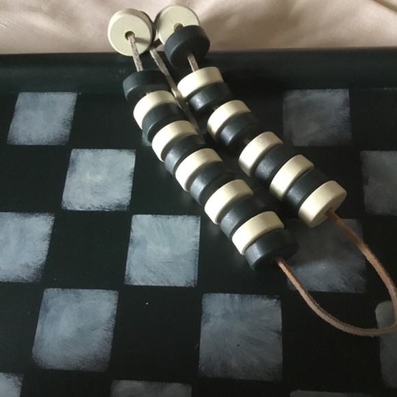 Unique Wooden Checkerboard and Checkers - Picture 2 of 3